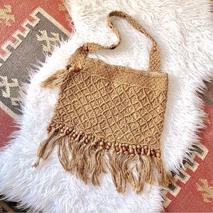 Vintage macrame boho hippie gypsy fringe bag